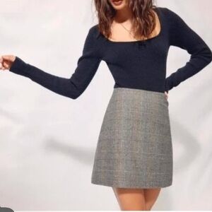 Aritzia Wilfred Classic Plaid Wool/Cashmere Blend A Line Skirt